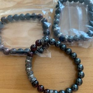 3-Hematite Beaded Bracelets